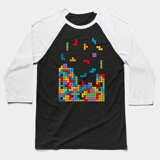 I love 8-Bit video games Tetris BoomBoomInk Baseball T-Shirt by BoomBoomInk